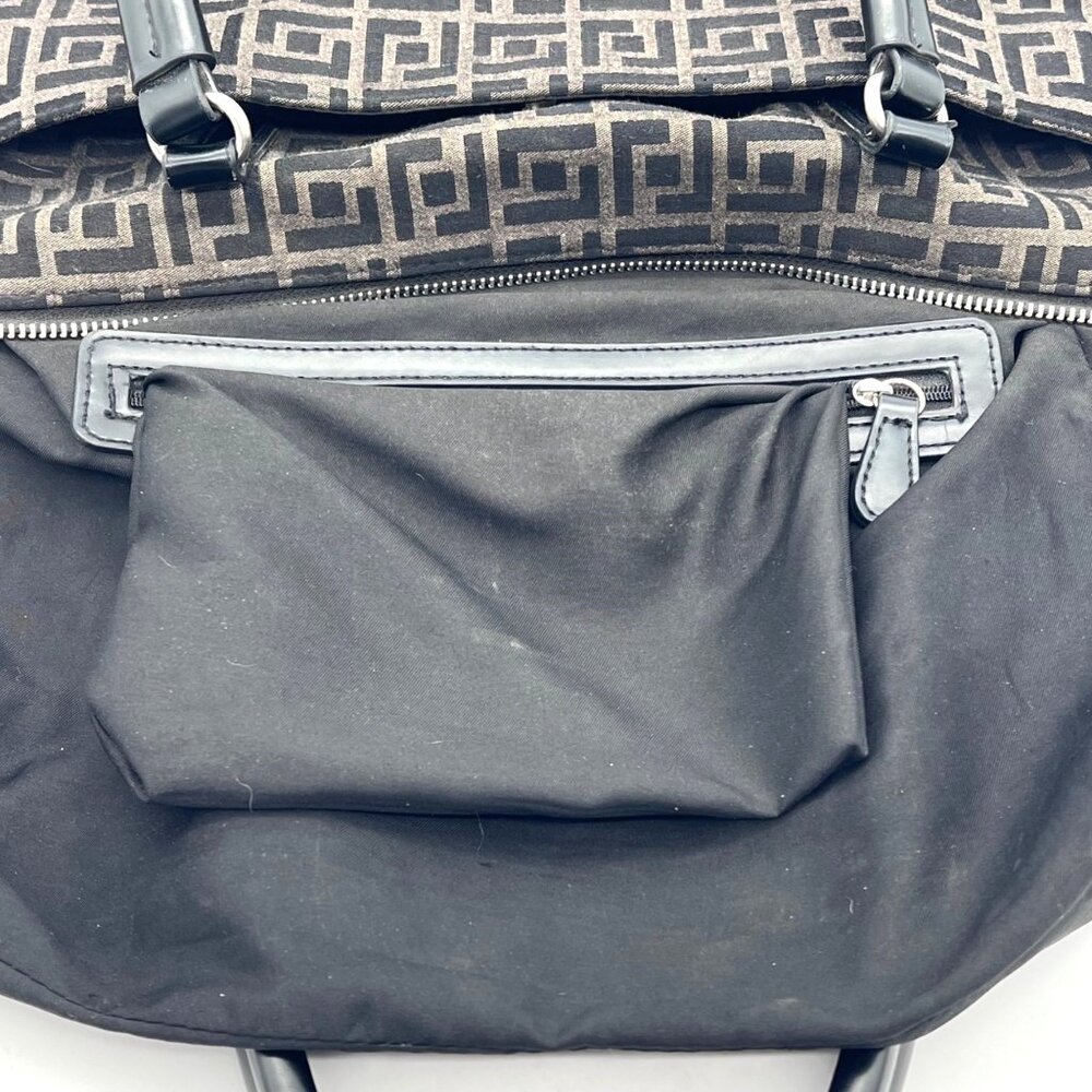 Vanessa Fiorelli Satchel Purse Black Gray Geometric Jacquard Zippers & Snaps - Picture 9 of 16
